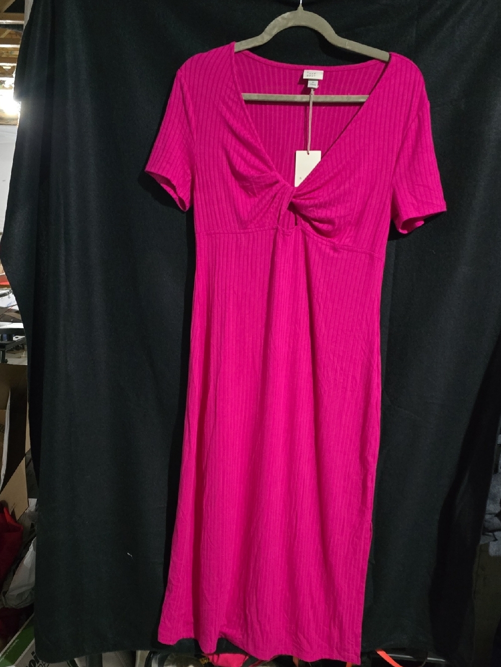 a new day Fuchsia Twist-Front Midi Dress